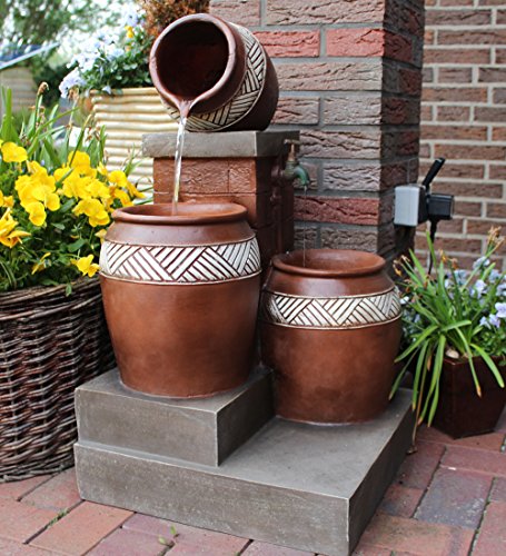 Springbrunnen Krüge mit LED-Beleuchtung Gartenbrunnen Kaskade - 3