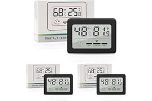 Wepai Termometro Ambiente Interno, 3 Pezzo Mini LCD Igrometro Termometro Digitale, Rilevatore Misuratore di Umidità e Temperatura Igrometro Termometro Interni, Nero