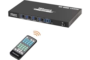 Switch Matrice HDMI TESmart 4K@30Hz 4x4, Switch Matrix Ultra HD, HDCP 1.4, Telecomando IR/RS232/LAN/pulsante, 4 Memorie di Spegnimento, Preset Utente, Simulatore EDID, Modalità Quad Multi-Viewer