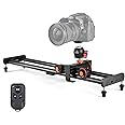 CalmGeek Camera Video Dolly Slider Kit with 3-wheel Auto Dolly Car 3 Speed Adjustable + 60cm/23.6in Track Rail Camera Slider + Flexible Ballhead Adapter with Wirelss Remote Control for DSLR Camera