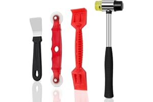 Window Glazing Tool Kit, 4PCS Heavy-Duty Glazing Tools, Zhaoyao Multi-Functions Alloy Hammer, Red Window Roller, Plastic Shovel for Windows, Doors Hand Tool Sets