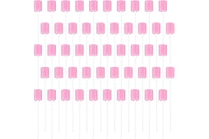 VFFNFF 100 Piezas Esponjas de Boca,Diente Limpieza Hisopos,Hisopos Orales Desechables,Oral Cuidado Esponjas,Cuidado Oral Diario y Necesidades Familiares para Adultos,Niños o Mascotas (Rosa)
