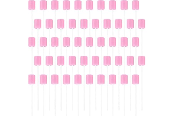 100 Pièces Soins Bucco Bâtonnets, Écouvillon Éponge, Nettoyage Écouvillon Éponge,pour Soins Buccodentaires Quotidiens et Besoins Domestiques des adultes, Enfants ou des Animaux Domestiques (Rose)