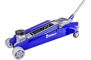 MICHELIN 009555 Cric Hydraulique Maxi Levage 2,25T – Hauteur 150-530 mm – Châssis Extra Long et Bras 70 cm – Idéal SUV, 4x4, Camping-Car, Utilitaires – Protection, Roues Pivotantes, Rangement Écrous