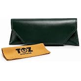 Mıknatıslı Zeytin Yeşili Deri G&ouml;zl&uuml;k &Ccedil;antası G&uuml;neş ve Numaralı G&ouml;zl&uuml;k Koruyucu Kılıfı ve Silme Bezi