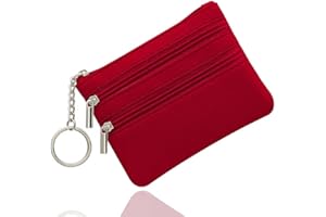 SENLINLU Red Coin Purse, Zipper Wallet for Women - Small & Lightweight, Easy to Carry with 3 Compartments & Keychain