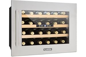 Klarstein Cave a Vin Encastrable, Caves à Vin de Conservation de 57L, Porte en Verre, Cave a Vins à Zone Unique, Bar Int/Ext, Frigo Vin, Cave a Vin de Vieillissement, Cave à Vin 24 Bouteilles