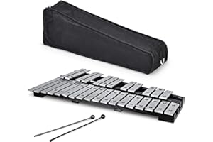 GOPLUS Xilofono con 30 Tasti, Metallofono Pieghevole con Borsa, Strumento Musicale a Percussione con Cornice di Legno, Perfetto per Studenti, Principiante e Amanti della Musica, Nero e Argento