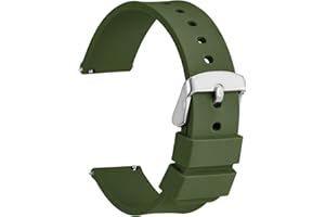 WOCCI Cinturino in Silicone con Fibbia Argento, Sgancio Rapido, 13 Colori Cinturini di Ricambio per Orologi in Gomma, 14mm 16mm 18mm 19mm 20mm 21mm 22mm 24mm