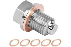 JNNJ Tappo Di Scarico Dell'olio Magnetico, Dado Di Scarico Della Coppa Magnetica, Tappo Scarico Olio Motore, Con Rondella Di Schiacciamento in Rame, Automotive Raccordi in Acciaio Inox(M12x1.5)