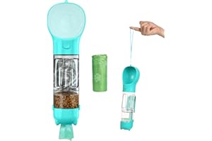 LIPJISL Trinkflasche Hund für Unterwegs Tragebar Trinkflasche Hund 300ML mit Hundefutter Hund Wasserflasche Tragbae Blau mit Kotauffangbeutel und Kotschaufel