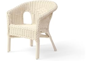 DESSER & CO LTD THE HOME OF RATTAN FURNITURE SINCE 1919 Desser Indoor Wicker Kids Loom Chair in White, Natural, Blue or Pink – For Toddlers & Infants – Fully Assembled Rattan Hand Crafted Cane – Dims: H49.5cm x W43cm x D37cm, Floor to Seat 28cm