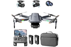 BAPHIYA GPS Drone with 4K Dual Cameras for Adults, 2-Axis Gimbal Foldable RC Quadcopter 5G Brushless Motor Optical Flow Follow Me Auto Return 50 Mins Flight with 2 Battryies Includes Carrying Case