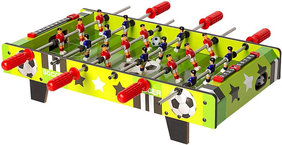 ColorBaby 85435 Mesa de futbolín Infantil, 60x32x14 cm, 2 Jugadores, Marcadores manuales, De Madera Resistente, Juegos de Mesa, Futbolines para niños, 6 años y mas