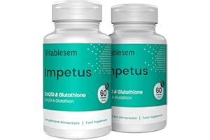 VITABLESEM Coenzym Q10 Komplex 520 mg – Coenzym Q10 Hochdosiert – mit L-Glutathion – Fermentiertes Ubichinon, CoQ10 Ergänzung - 120 Vegane Kapseln, Sojafrei, Glutenfrei, 2 Packung