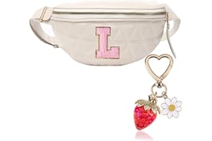 ANPTER Riñonera Mujer y Niña,Bolso Pecho Pequeño con Iniciales,Riñonera Elegante Bolso Bandolera Cruzado Pequeño de PU Cuero Bolso Bandolera Mujer con Cereza Llavero (Riñoneras de Moda-L)
