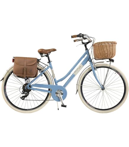 Vélo Ville Vintage Via Veneto By Canellini - Cadre Aluminium, 6 Vitesses Shimano, Freins V-Brake, Lumières AV/AR - Pour Femmes (26 Pouces)