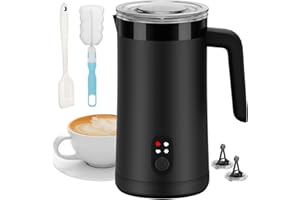 ‎OVETEDOT Ovetedot Milchaufschäumer, 400 ml Milchaufschäumer Elektrischer 4-in-1 für Heißen und Kalten Milchschaum, Automatische Abschaltung Kaffee Aufschäumer für Latte, Macchiato, Cappuccino(Schwarz)