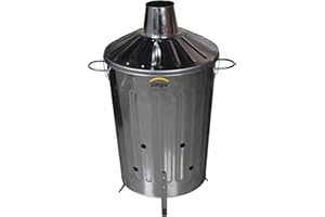 SIMPA 1 x 60L 60 Litre Large Garden Galvanised Metal Incinerator Fire Burning Bin for Wood Paper Leaves