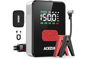 ACEZUK Starthilfe Powerbank mit 150PSI Kompressor 7000A Starter Powerbank für PKW mit 3,4" LCD Bildschirm,600 Lumen Notbeleuchtung,Zwangsweise Startfunktion