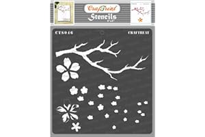 CrafTreat Layered Stencils for Crafts Reusable Vintage - Cherry Blossom Tree - Size: 6X6 Inches - Layering Stencils for Card Making - Branch Stencils for Painting on Concrete, Canvas, Fabric, Wood