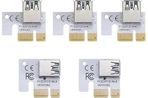 YABOANG Tarjeta elevadora PCI-E 1X VER008s,PCI-Express X1 Connecting Fingers para una transformación de datos estable y rápida para Bitcoin Miner Device(Señal PCI-E / 5 piezas)