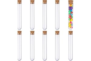 GZDAOXIA 10 Pièces 16 * 150mm Tube a Essai plastique, Eprouvette plastique, Tube Avec Bouchon Liege, Ubes à Essais de Laboratoire, pour Plante,Bonbons,Epice,Echantillon