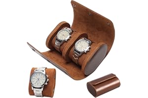 FOGARI Boîte à montres 2 emplacements, portable, rangement de voyage, boîte de rangement rétro, pour hommes et femmes
