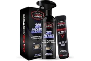 BASS MOTOR BassMotor Pulitore Multiuso per Interni All-in-One per Auto Cruscotto Pulisce e Sgrassa Plastica Sedili Pelle Facile e Veloce - 360 Cleaner 500ml + Panno in Microfibra Premium