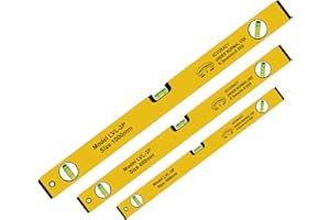 SAMTEK 3 Pcs Spirit Level Set, High Accuracy Professional Lightweight Magnetic 400mm, 600mm & 1000mm DIY Builder Set, Strong Aluminum Body with Black Plastic End Caps.