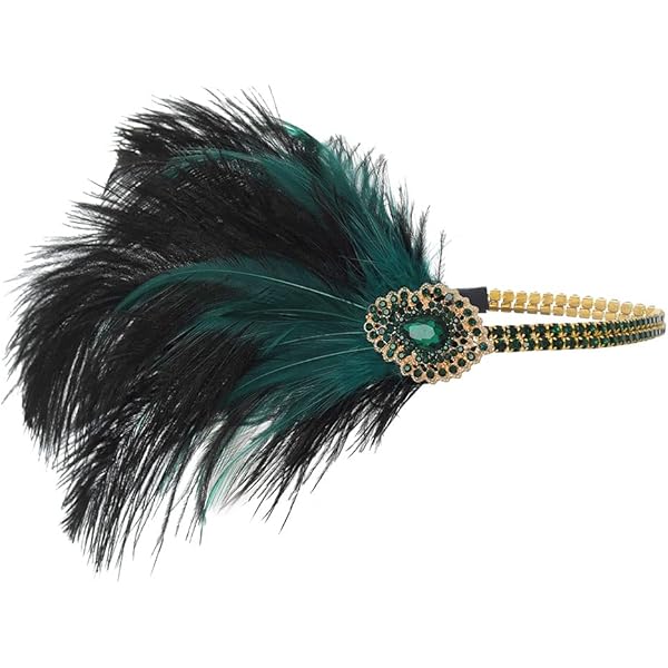 Hoofdband Pailletten Veer Goud