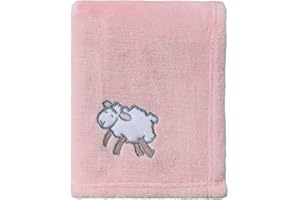 CREVENT 75 x 100 cm, lekki, przytulny, puszysty, ciepły, koc polarowy dla dziewczynek, małych dzieci, do łóżeczka dziecięcego, wózka dziecięcego, na urodziny dziecka (różowa owca)