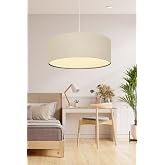 Bohhem North Home Roll Tasarım Kumaş Sarkıt Avize Salon Oturma Odası Yatak Odası Geniş Pudra Silindir Avize Bej 38 x 21