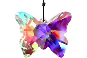 AOZUO Suncatchers - Acchiappasole per finestre da appendere, a forma di farfalla, in cristallo, prisma AB, arcobaleno, ornamento da appendere per giardino, soggiorno, finestre interne, esterni,