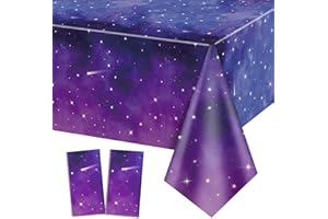 QUERICKY 2 pezzi tovaglie galassia spaziale, forniture copritavolo notte stellata, 130x220cm copritavolo galassia per decorazioni festa tema galassia spaziale, decorazione compleanno tema spazio esterno