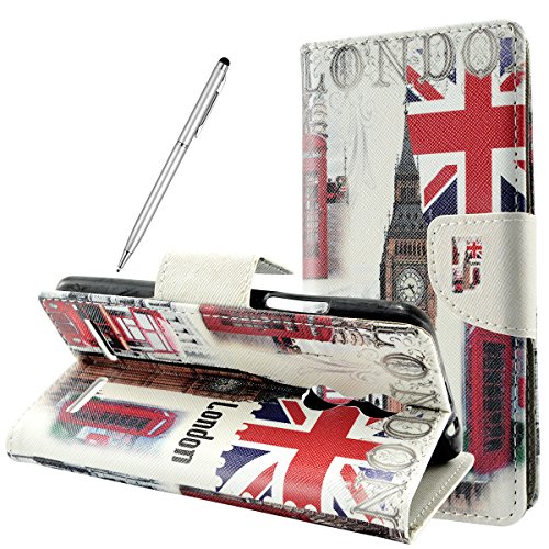 Lenovo K6 Leder Hülle, Fraelc® Lenovo K6 Ledertasche Flip Case Silikon TPU Leder Cover im Bookstyle Handyhülle mit Kartenfach und Standfunktion Schutzhülle für Lenovo K6 London Big Ben Muster Handytasche