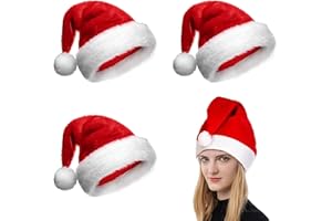 Amebleak 3 Stück Weihnachtsmütze Erwachsene, Weihnachtsmütze Nikolausmütze Weihnachtsmann Mütze, Weihnachtliche Mütze, Weihnachtsdekoration Hut, Plüsch Rand Weihnachtsfeier Hut Unisex Partyhüte