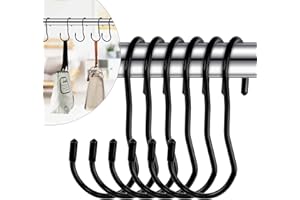Heilok Gancio a Forma di S 6 Pezzi S Ganci Appendiabiti, Gancio a S Gancio Ritorto Nero Ganci metallo per Appendere Borse Vestiti Piante Pentole Padelle Armadio Cucina Giardino