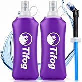 TIFOG - Soft Flask 500 ml Pack of 2 with Extendable Straw, Flexible Bottles for Trail Running, TPU BPA Free (Purple)
