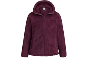 Pioneer Camp Polaire Femme Chaude avec Capuche Zippée Vestes de Randonnée Moelleux Confortable Teddy Veste Noire Sherpa Manteau pour Maison Randonnée Escalade