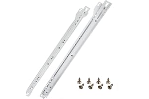 HELPMATE Lot de 2 guides coulissants 450 mm - Lot de 2 rails de tiroir - Système de rail - Tiroir - Extension partielle - Blanc - Avec matériel de fixation