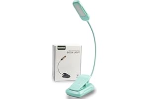 SOLMIRA Luce da Lettura a LED con Clip, Turchese, Flessibile, Ricaricabile