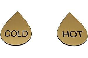 NanTun ABS Self Stick Cold Water Label Hot Water Label Droplet Shape - Golden 1 Pair