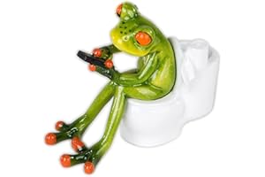 FORMANO Rana con móvil al baño, verde, piedra artificial, aproximadamente 13 cm, derecha