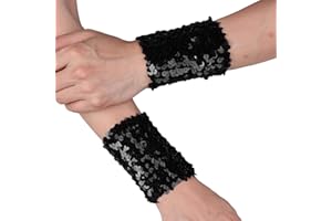 iiniim Women Girls Sparkly Shiny Sequins Stretchy Elastic Oversleeve Arm Sleeve Costume Accessory