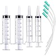 Large Plastic Syringe 60ml and 20ml With 13-Inch Tubing for Scientific Labs, Liquid Measuring, Watering, Refilling, Filtration, Feeding Pets, Oil or Glue Applicator - 4pcs