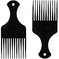 Sularpek 2 Pcs Afro Hair Comb, Black Plastic Afro Hair Comb Hair, Hair Pick Comb, Smooth & Sturdy Wide Tooth Plastic Afro Pick, for Detangling And Styling, Curly, Wavy, Frizzy And Afro Hair