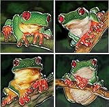 YH-Arts 10 x 0,6 cm Posavasos de Rana de Cristal, Juego de 4