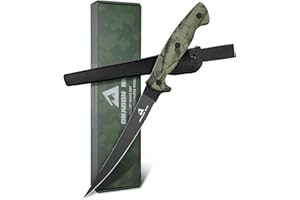 DRAGON RIOT Couteau à Filet de Poisson, Couteaux à Désosser 16.5CM, Couteau à Poisson en acier inoxydable avec Manche Antidérapant, Couteau Cuisine Japonais avec Boîte Cadeau Cadeau