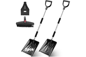 QTREE INTELLIGENCE 3 in 1 Schneeschaufel Set, 2X Schaufelblatt, Rotierende Bürste und Schaber, 110cm Schneeschaufeln für Haushalte, abnehmbares drehbares Spatenschaufel für Camping,Garten,Auto